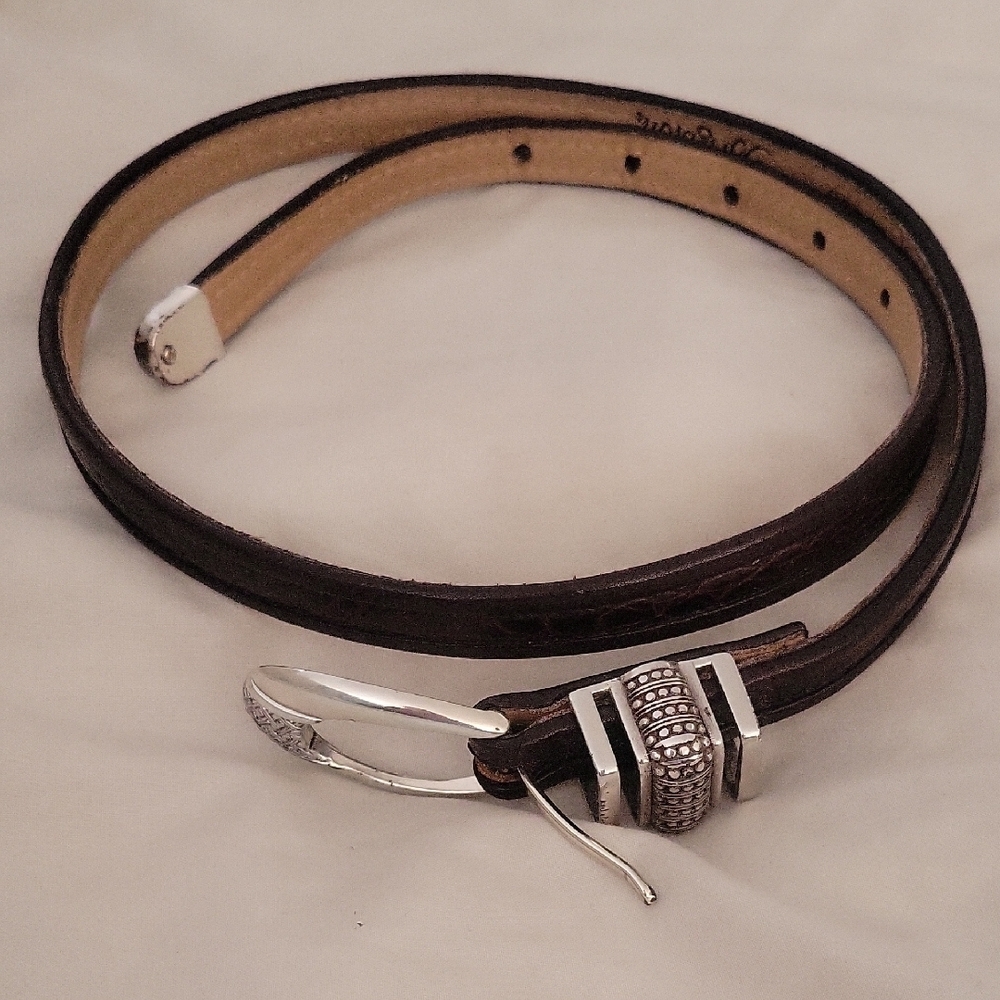 Brighton Brown Leather Belt with Silver Buckle